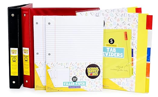School Supply Boxes | Ultimate High School & College Bundle (1 Box) | Back to School Essentials Kit for Students & Teachers | Includes 1" Binders, College-Ruled Notebooks, Mechanical Pencils, & More