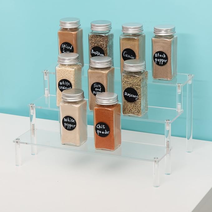 3 Steps Clear Acrylic Display Riser Cupcake Stand Display for Decoration and Organizer