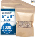 Spartan Industrial - 5" X 8" Kraft Zip Top Food Storage Bags - Pack of 1000 Smell-Proof Resealable Pouches for Packaging Coffee, Tea, Spices, Snacks, and More