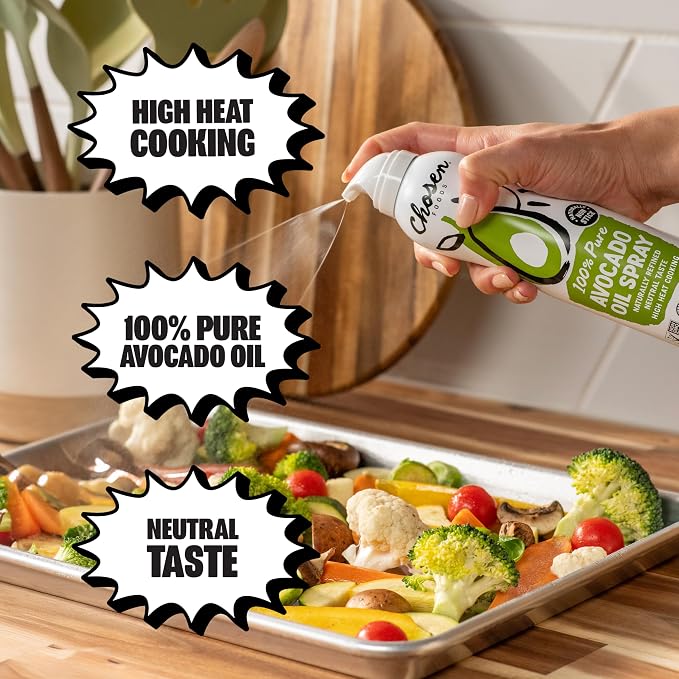 Chosen Foods Avocado Oil Spray, 4.7 Oz - All Purpose Cooking Spray made from 100% pure avocados - Non-GMO, Gluten-Free, Keto Friendly - 134g (Pack Of 2)
