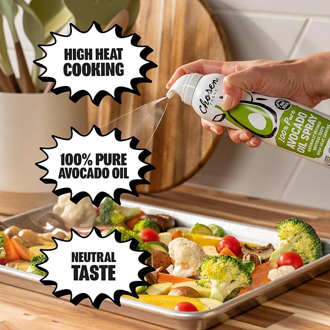 Chosen Foods Avocado Oil Spray, 13.5 Oz - All Purpose Cooking Spray made with 100% pure avocados - Non-GMO, Gluten-Free, Keto Friendly - (Pack Of 1)
