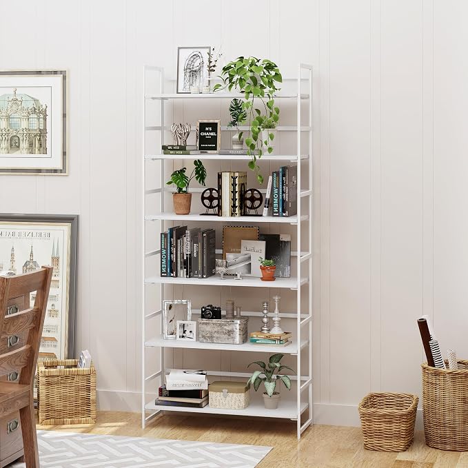 BHG Vintage Multifunctional Folding Bookshelf, No-Assembly Plant Stand Storage Rack Shelves for Home Office