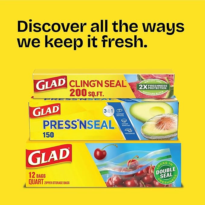 Glad Flex'N Seal Food Storage Plastic Bags, Gallon, 35 Count (Package May Vary)