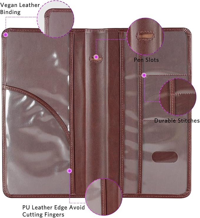 CoBak Premium Faux Leather Car Document Holder with Magnetic Closure and 6 Compartments | Vehicle Glove Box Organizer, Auto Truck Compartment Document Case with Magnetic Closure for Insurance & Driver License
