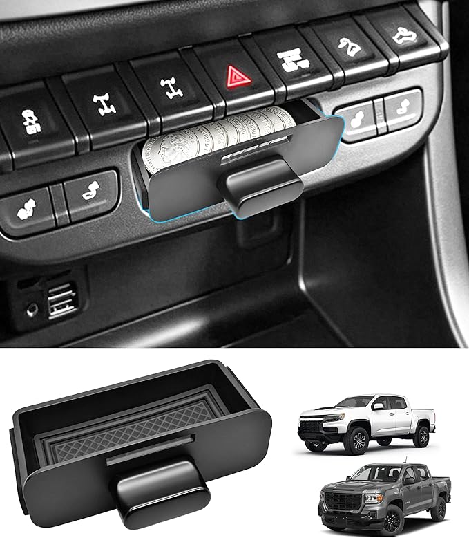 Center Console Organizer Tray for Chevy Colorado & GMC Canyon 2015-2022 | Custom Fit Hidden Storage Cubby drawer Non-Slip Liner Easy Install OEM-Style Fit