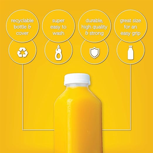 Disposable Juice Container with Caps, 12 Oz Reusable, Clear & Empty Smoothie Bottle For Grab & Go Drink & Juicing Journey, 48 Pack BPA-Free Plastic Water Bottles, Handy, Leak-Proof Beverage Containers