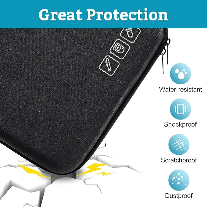 ProCase Diabetes Travel Case for Diabetic Supplies -Black | Hard Storage Bag for Glucose Meter, Insulin Pen, Test Strips, Syringes, Needles & More; Organizer for Diabetic Care Kits