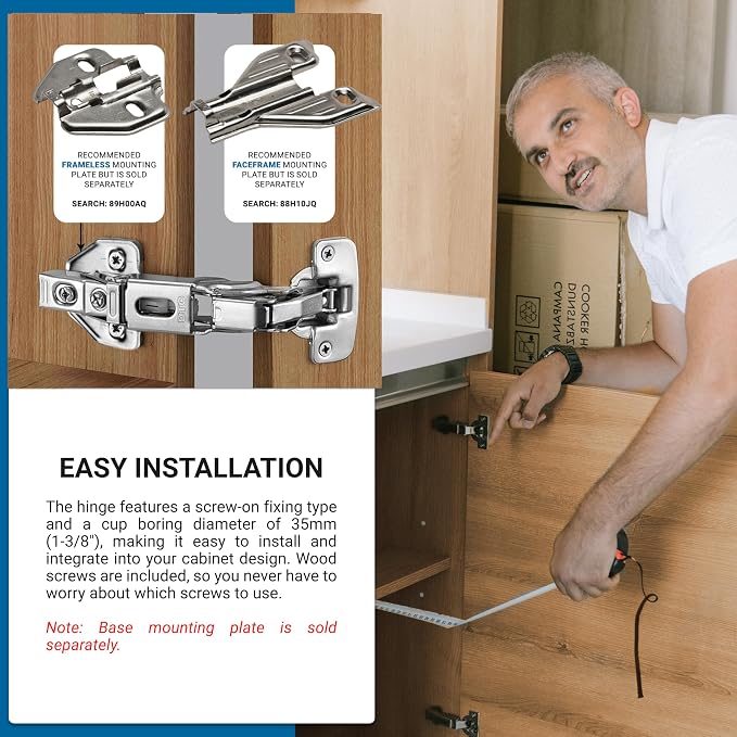 20 Pack DTC Wide Angle Corner Lazy Susan Pantry Self Closing 155 Degree Kitchen Cabinet Door Hinge C80A605, Nickel Plated Finish (Base Mounting Plate Sold Separately)