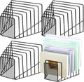 4 Pcs 7 Section Wire File Organizer for Desk, Metal Mesh Incline File Holder, Letter & Magazine Folder Rack, Desktop Paper Sorter for Home Office Back to School (Black)