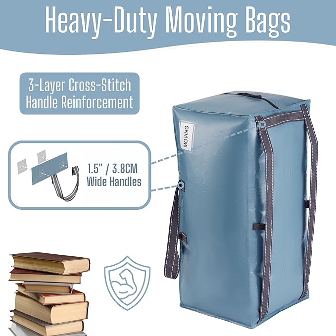 VENO 10 Pack Heavy Duty Moving Bags with Backpack Straps, Zippers & Handles, Extra Large Packing Bags for College Dorm Essentials, Moving Supplies Alternative to Cardboard Moving Boxes