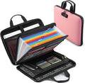 facka Fireproof Document Box with Lock, Hard-Shell Safe File Organizer | 13-Pocket Accordion Folder for Important & Legal Documents, Laptop, Passport, Cards & Valuables, Home Office Travel Pink