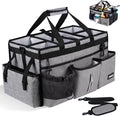 Extra Large Cleaning Caddy Bag with Rigid Support Board, Cleaning Organizer Tote with Detachable Divider, Adjustable Shoulder Strap & Waist Belt, Cleaning Supply Carrier for Cleaners & Housekeepers