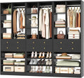 Besiost Closet System, 84"/7 FT Closet Organizer System with 6 Drawers and Shelves, Walk-in Closets Systems, Free Standing Reach in Closet Tower, Load 1800+LBS, Black 3 Pack