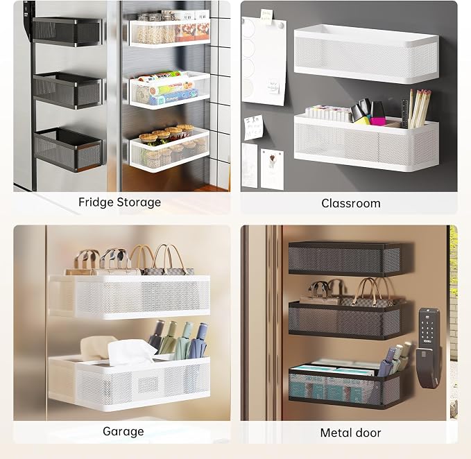 Magnetic Shelf for Washing Machine, White, L13.78in*W5.12in*H3.94in | Magnetic Organizer for Laundry, Hanging Basket Storage, Magnetic Fridge Shelves, Spice Rack for Refridgerator, 16.5-lb load
