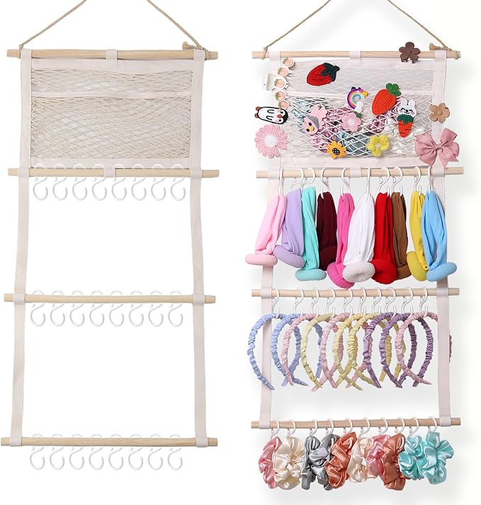 YOcity Headband Holder Organizer for Girls' Hair Bows Holder | Hair Bows Toddler Headband Accessories Organizer Bow Hanger Storage for Nursery Girls' Room Wall Decor