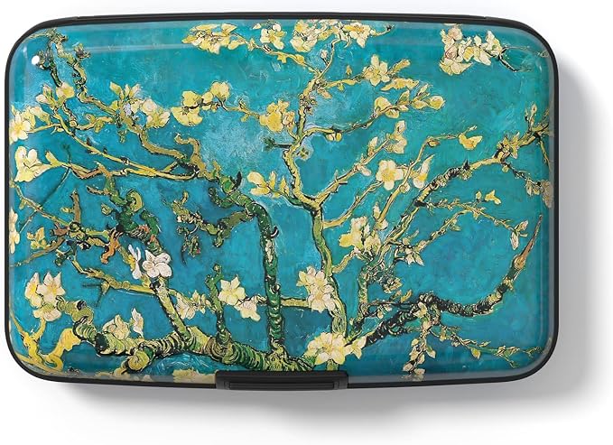 Credit Card Holder for Women, Small RFID Metal Credit Cards Wallets Cute Business Card Holder Pocket ID Case, Van Gogh Flower