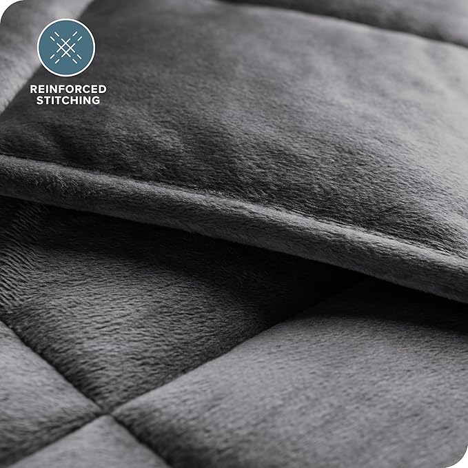 Bare Home Weighted Blanket King Size 25lb (80" x 87") for Adults - Minky Fleece - Premium Heavy Blanket Nontoxic Glass Beads (Grey, 80"x87")