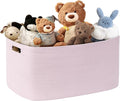 60L Woven Laundry Basket Hamper with Handles, Pink | 21"x15"x11", collapsible wicker hamper, storage for dirty clothes, toys, blankets, gifts, living room, bedroom, bathroom