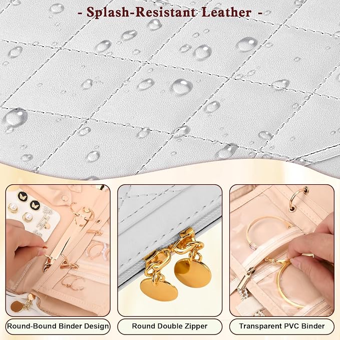 Travel Jewelry Case Organizer for Women, Jewelry Storage Book with Small Pouch, Travel Jewelry Bag Case for Traveling Necklace, Earrings, Rings, Bracelet Organizer