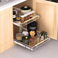 Expandable Pull Out Drawer Cabinet Organizer, Adjustable Width Bottom-Mounted Slide Out Storage Shelves for Cabinets, Required Cabinet Size (W: 20.86"~37.86", D≥22.5"), 2 Pack