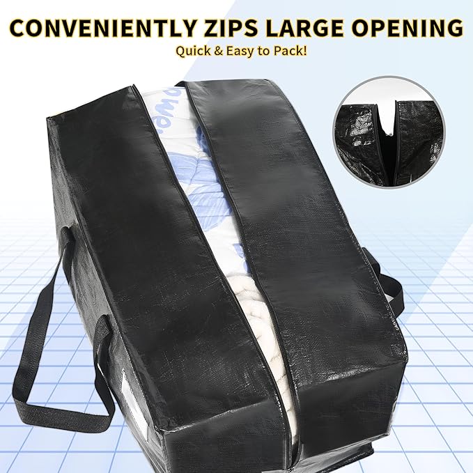 Heavy Duty Extra Large Moving Bags,121 Gallon Jumbo Packing Bags,Huge Moving Storage Bags with Strong Zippers & Carrying Handles,Reusable Big Moving Storage Totes for College Dorm Travel 1Pack