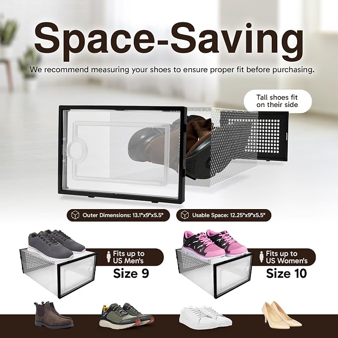 Reli. Shoe Box 14 Pack | Clear Storage Shoe Box Stackable & Compact