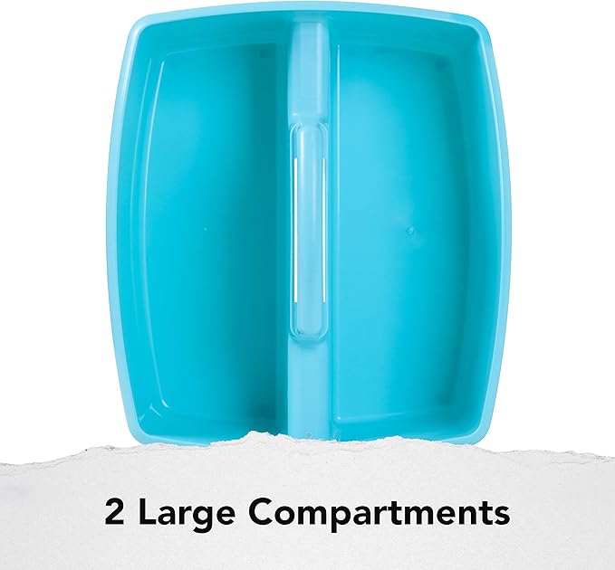 Storex 2-Compartment Large Craft Caddy – Multipurpose Classroom Organizer with Handle, Teal, 1-Pack (00959C06C)
