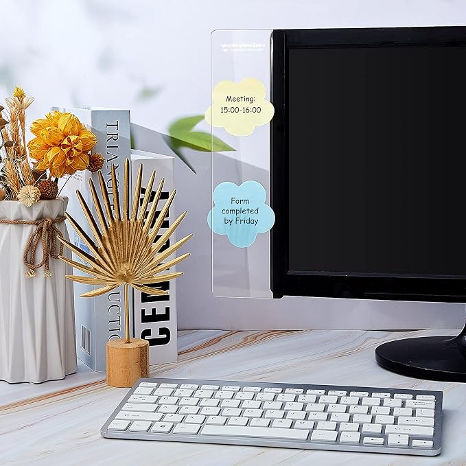 Zonon 24 Pieces Monitor Memo Board, Memo Boards for Computers Transparent Acrylic Monitor Side Panel Office Desk Accessories Desktop Computer Sticky Note Holder for Office Home Work Desk