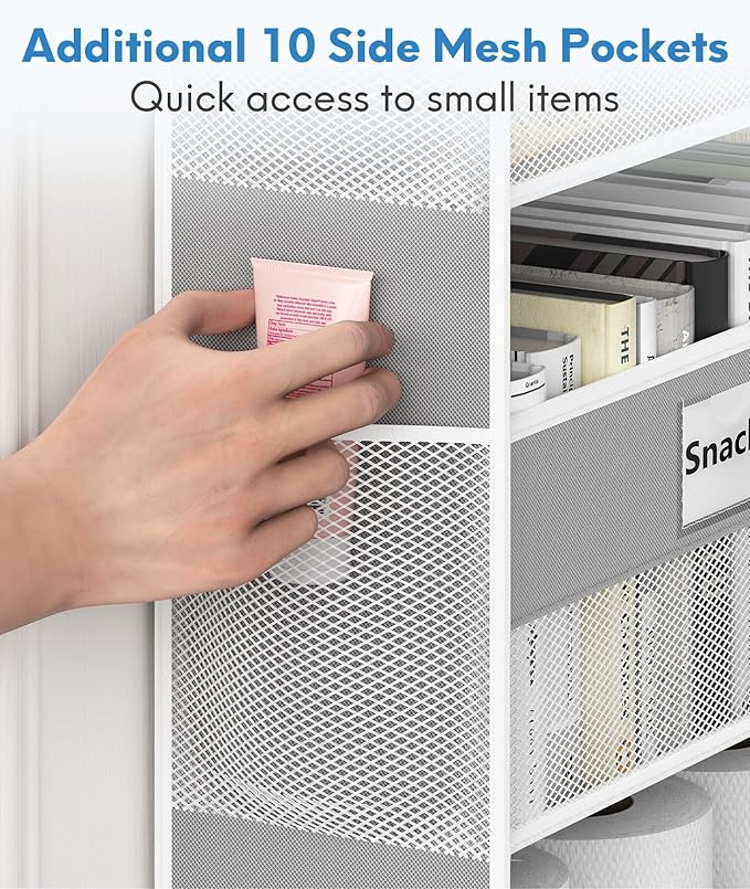 Optish Over The Door Organizer Hanging, 2 Pack 5 Shelf Behind The Doors Storage, Pantry Door Organizer, Closet Organizers for Bedroom and Nursery (Grey)