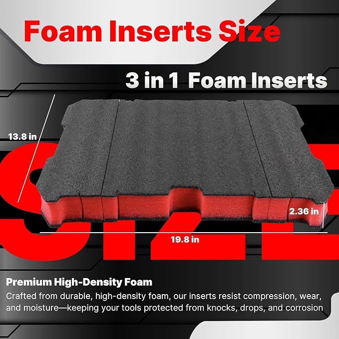 Foam Inserts Compatible with 8424 Series Tool Box, 60mm Customizable Red & Black Foam Inserts, DIY Cut-to-Fit Protection