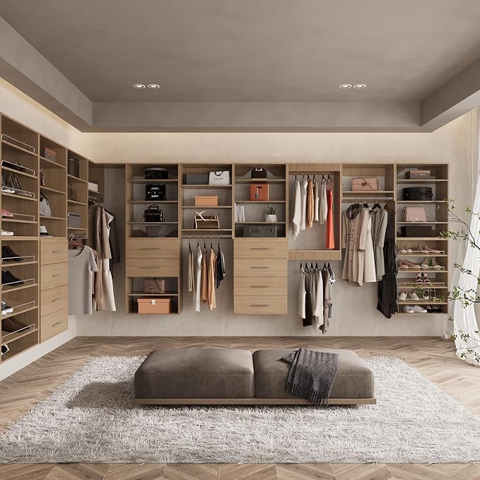 ROOMTEC 19.5" Medium Hanging Closet Unit, Modular Closet System with Hanging Rod, Wardrobe Organizer for Bedroom or Walk-in Closet, Wall Mounted, Customizable Clothes Storage Unit, Wood