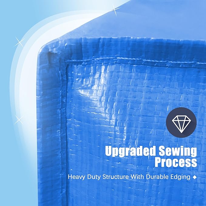 HOMESURE 12 Pack Large Strong Moving Bags with Zippers & Carrying Handles - Water-Resistant - Heavy Duty Storage Tote for Space Saving, Fold Flat, Alternative to Moving Box (Sky Blue)