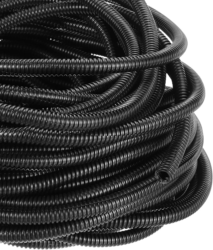 DMiotech 100ft Wire Loom Split Tubing 3/8 Inch(10.4 Mm) ID, Cord Protectors from Pet Flexible Conduit Cable Management for Office, Home, Garden, Black