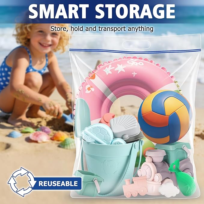 Jumbo Heavy Duty Plastic Storage Extra Large Bags, 25 Gallon 3.5 Mil Thick Clear Zipper Bags with Handles for Home, Travel and Moving 35" x 24", 2 packs