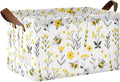Yellow Wildflower with Bee Storage Basket Foldable Cube Storage Bins with Handles&Labels Waterproof Collapsible Organizer Box Bin Large Rectangle Decorative Baskets for Shelves Home Living Room Closet