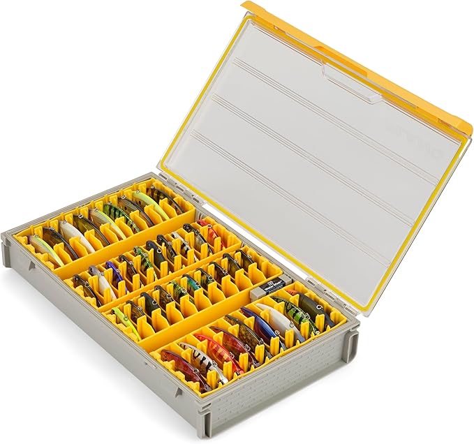 Plano Edge 3700 Lipless Box, Stores 40 Fishing Baits, with Rust-Preventive Rustrictor, Dri-Loc Watertight Seal, WaterWick, Transparent DuraView Lid, Stackable Storage for Crankbaits and More