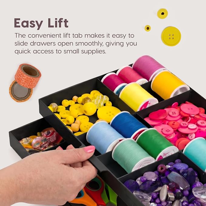 IRIS USA 2-Tier Drawer Organizer |Made in USA| 22 Dividers - Charcoal | Expandable Multi-Level Collapsible Organization Storage for Crafts, Makeup, Jewelry, Office & Garage