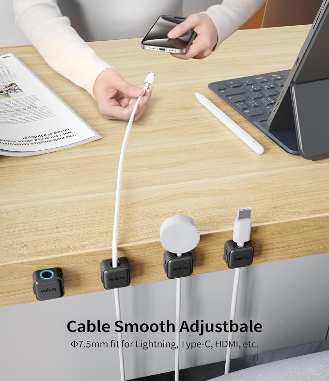9 Pack Magnetic Cable Clips Cord Organizer,Desk Cable Management Accessories,Cord Clips,Adhesive USB Wire Holder Keeper Organizer for Home Office Desk Phone Car Wall Desktop Nightstand cable organizer