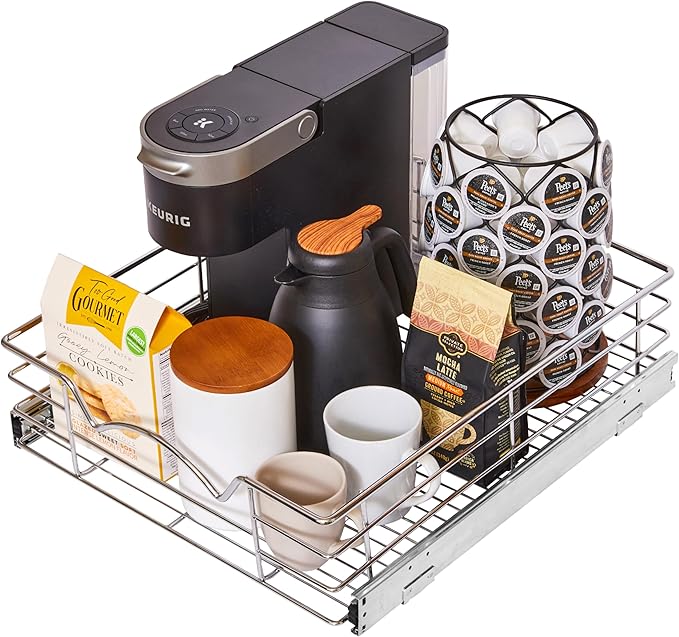 HOLDN’ STORAGE Pull Out Cabinet Organizer, Slide Out Drawer for Kitchen Cabinets & Pantry, Roll Out Shelf for Pots, Pans & Under Sink Storage, Heavy-Duty Full-Extension, 17" W x 21" D x 5" H