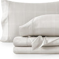 Bare Home Twin XL Sheet Set - College Dorm Size - Luxury 1800 Ultra- Soft Double Brushed Microfiber - Deep Pockets - Easy Fit - 3 Piece Bedding Sheet Set (Twin XL, Modern Plaid - Stone/White)