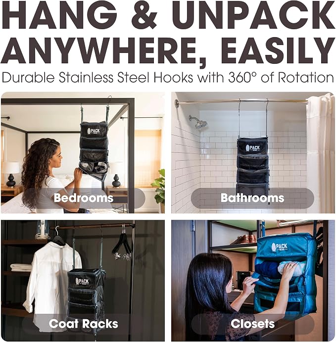 Pack Gear Hanging Suitcase Organizer - Our XL Hanging Luggage Organizer Perfectly Fits Any Suitcase - Our Packing Cubes for Travel Use Mesh Windows to Make Finding Any Outfit Easy (Green, XL)
