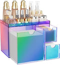 Youdepot Iridescent Acrylic Face Towel Holder with 3 Drawers | Disposable Face Towel Organizer for XL Facial Towels, Cotton Pads, Swabs, Skincare Tools, Bathroom Vanity Countertop