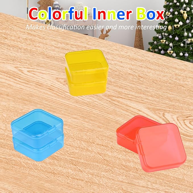 Mathtoxyz Bead Organizer Box(Red,Yellow,Blue), 30Pcs Small Bead Organizers and Storage Plastic Cases Mini Clear Containers Boxes with Hinged Lid and Rectangle for Bracelet Making DIY Jewelry Craft