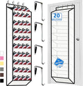 Over the Door Shoe Organizer, 20 to 30 Pairs Hanging Shoe Holder, Heavy Duty Extra Deep Pockets Shoe Storage for Closet, Anti-Scratch Hooks & FSC-Certified Bamboo - White