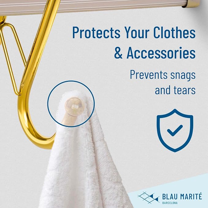 6-Pack Metal S Hooks for Hanging – Heavy-Duty S-Shaped Hooks with Safety Buckle – Fits Bars up to 1.2 in – Anti-Drop S-Hooks for Closet, Wardrobes & Storage – Gold (Large)
