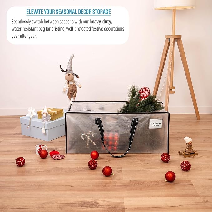 VENO 6 Pack Heavy Duty Moving Bags, Christmas Storage Bins with Lids, Clear Design, Alternative to Moving Boxes, Storage Bags for Clothes, Blankets, Comforters, Pillows, Camping (Clear, 6 Pack)