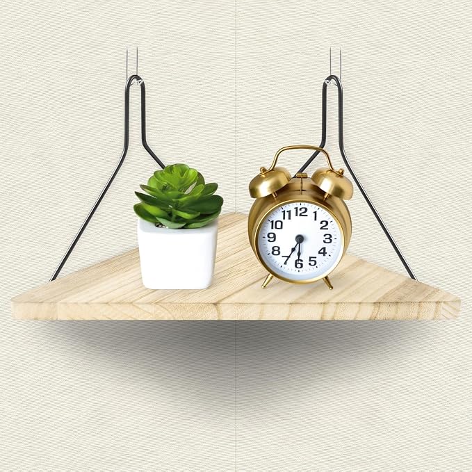 Fabric Wall Cubicle Corner Shelf with Hooks 11.8 Inch Wooden Triangular Cubicle Corner Shelf for Office Fabric Walls Display Storage Hanging Organizer for Work Decor Small Planter Photo Frame