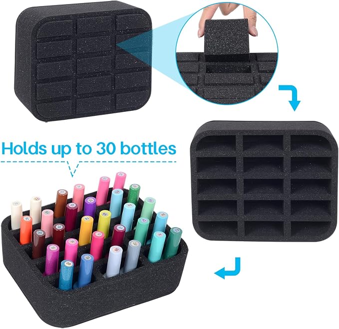 Nail Polish Organizer Holder Foam Pad DIY with 15 Slots for Storage Nail Polish or Essential Oil Tray for Drawers Black