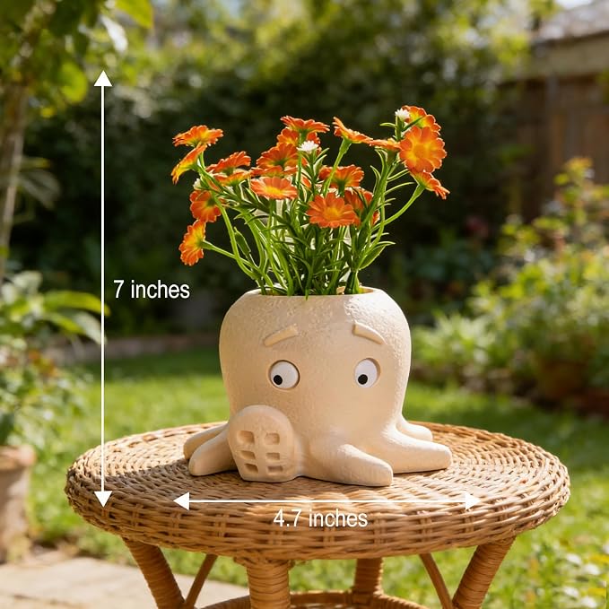 Octopus Pen Holder for Desk, Cute TPR Pencil Cup & Flower Pot, Holds 10 Pens, Drop-Resistant Desk Organizer for Kids Office Home, Creative Gift for Ocean Lovers