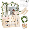 Baby Shower Gifts Basket Wooden Crate, Personalized Wooden Letters and Baby Clothes Hangers New Born Baby Girl Boy Gifts Vine Decorations Cute Closet with Handle Pregnancy Gifts for New Mom Parents
